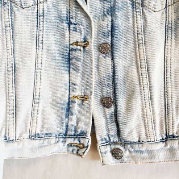 Faded White Acid Washed Denim Jacket - Picture 3 of 6